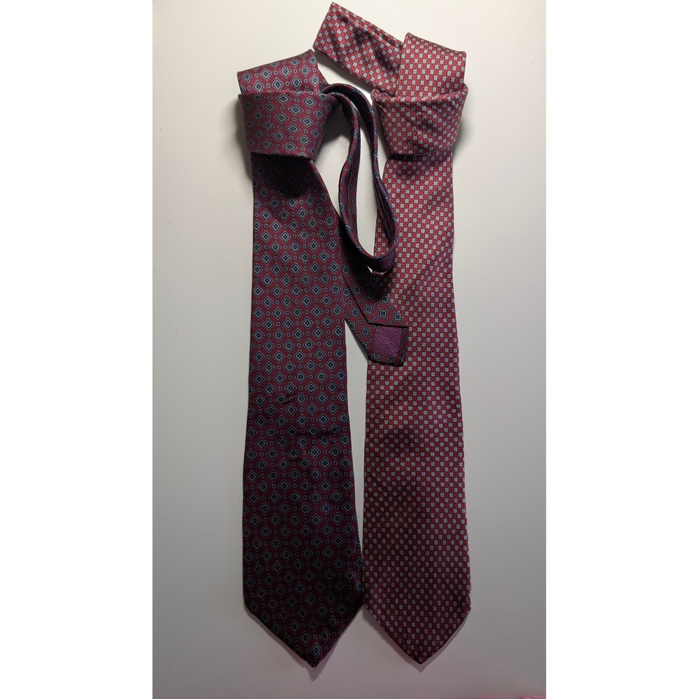 Mens Austin Reed & Liberty of London Silk Tie Bundle Red Burgundy 2pc 46"‎ Long